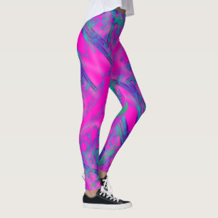 Funny färglös Abstrakt Färgfärg Rosa blå turkos Leggings