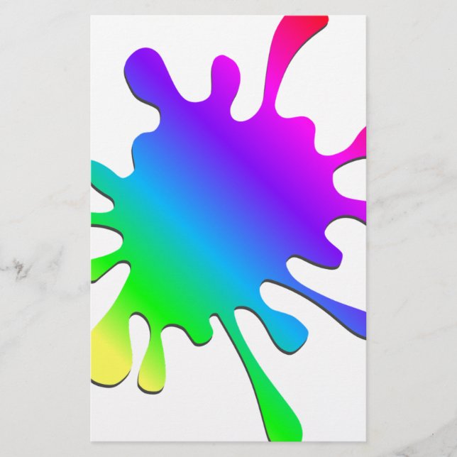 Funny färgstark grafik Rainbow Paint Splatter Brevpapper (Framsida)