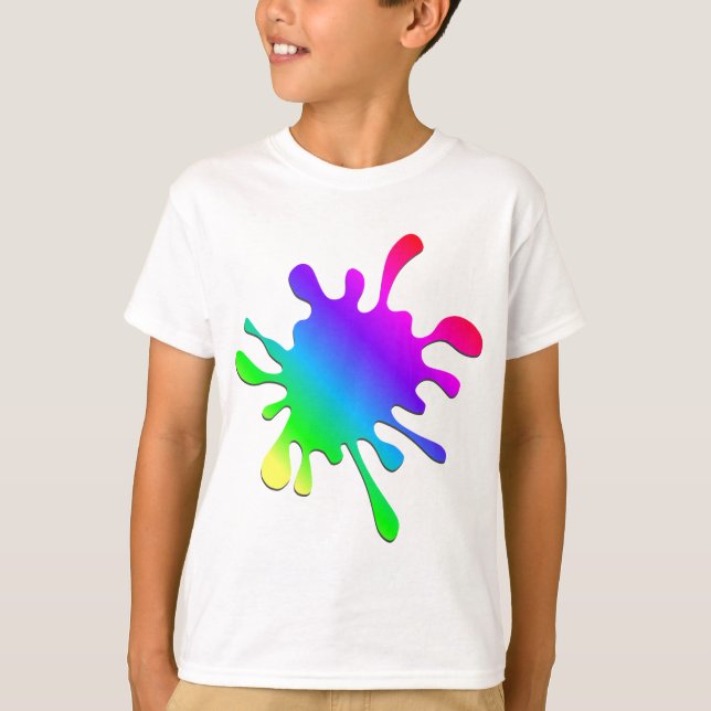 Funny färgstark grafik Rainbow Paint Splatter T-shirt (Framsida)