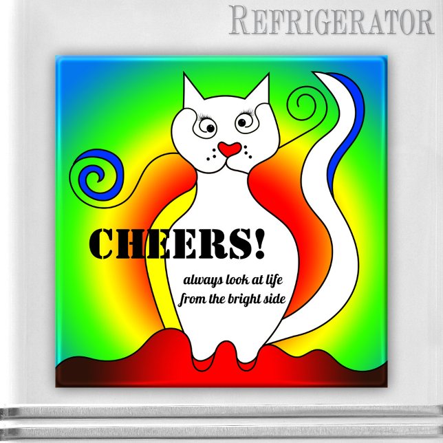 Funny färgstark mondriansk kattcitattMagnet Magnet (Funny Mondrian inspired colorful drunken cat magnet. Great in case of a hangover or start they day)