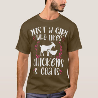Funny Farm Älskare Girl Chickens Goats Graphic Wom T Shirt