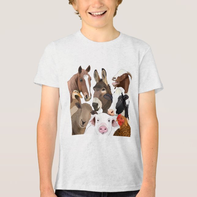 Funny Farm Animal Porträtt T Shirt (Framsida)