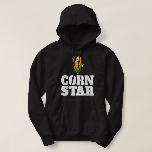 Funny Farm Food Corny Cob Farmer Maj Star Hoodie (Design framsida)