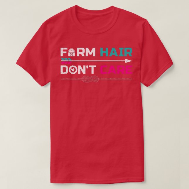 Funny Farm Hair bryr sig inte om Retro Farming Far T Shirt (Design framsida)