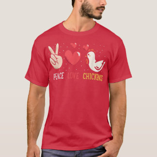Funny Farm Peace Kärlek Chickens Graphic Women and T Shirt