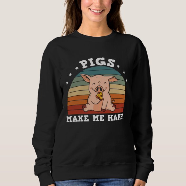Funny Farm Pigs Make Me Happy T Shirt (Framsida)