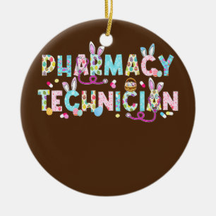 Funny farmaceuter, tekniker Bunny farmaceut Lyckli Julgransprydnad Keramik