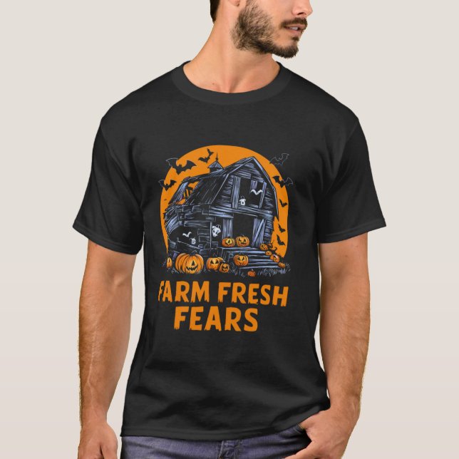 Funny Farmer Costume Halloween Tractor Spooky Pump T Shirt (Framsida)