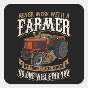 Funny Farmer Fyrkantigt Klistermärke