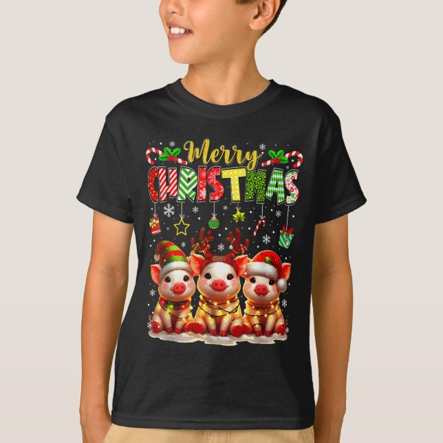 Funny Farmer Merry Christmas Reindeer Santa Gs Fam T Shirt (Framsida)