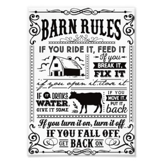 Funny Farmers barn rules Plaque Fototryck