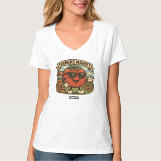 Funny Farmers Market Tomato Character  T Shirt