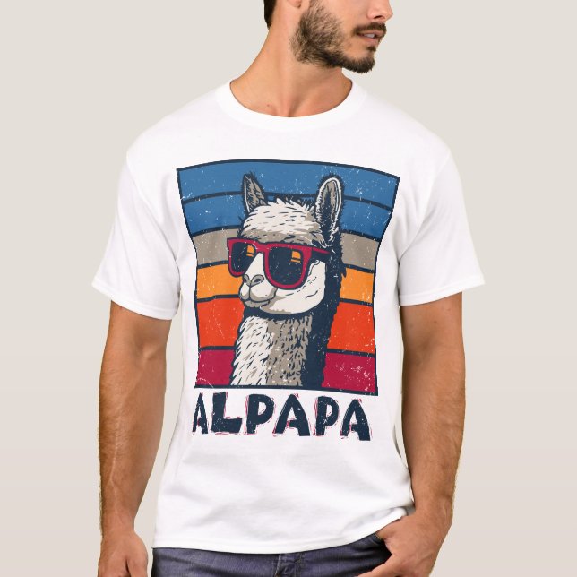 Funny Fars dag Alpapa Llama Alpaca Pappa Gift T Shirt (Framsida)