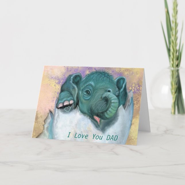 Funny Fars dag Card Cute Elephant Hatching Kort (Framsida)