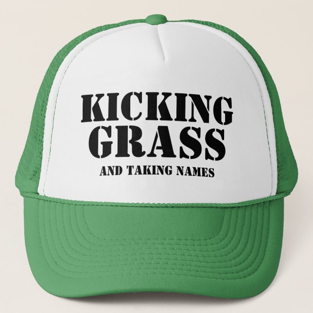 Funny Fars dag Gift KICKING GRASS TAKING NAMN Keps (Framsida)