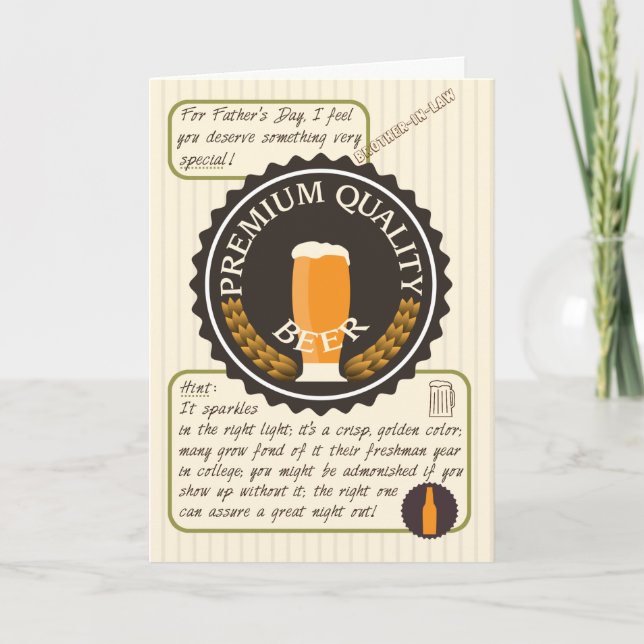 Funny Fars dag Retro Beer Label Brother-in-Law Kort (Framsida)