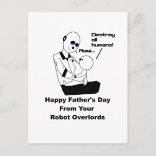 Funny Fars dag Robot Science Joke Tecknad Vykort