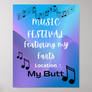Funny fart humor musikfestival poster