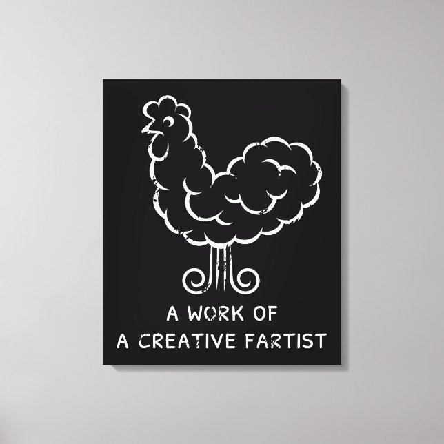 Funny Fart Tupp Coola Crazy Chicken Graphic Joke Canvastryck (Framsida)