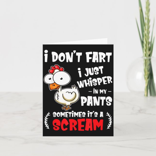 Funny Farting Chicken Lover I Dont Fart I Whisper  Kort (Framsida)