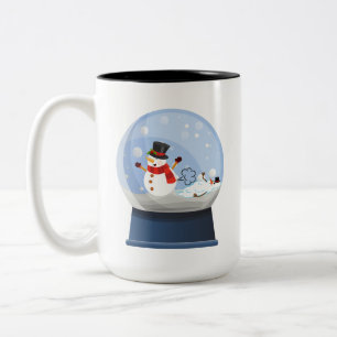 Funny Farting Snögubbars Snowglobe Två-Tonad Mugg