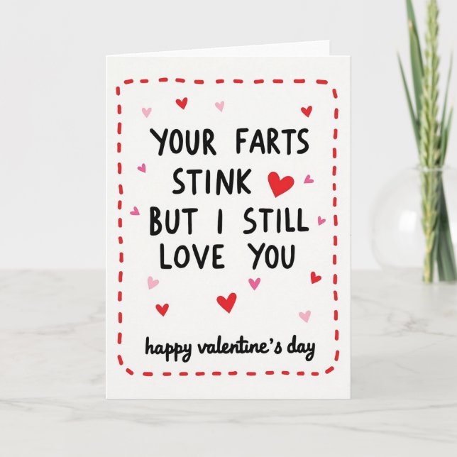 Funny Farts Stink Valentines Love Card Kort (Framsida)