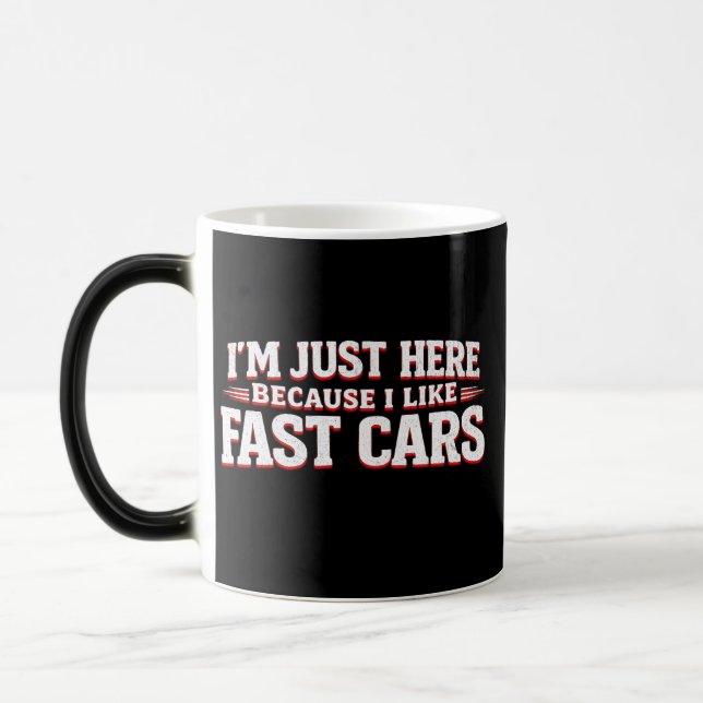 Funny Fast Cars Car Enthusiasts & Racing Magisk Mugg (Vänster)