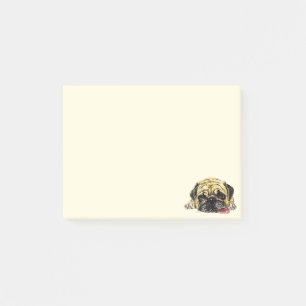 Funny fästanteckning med Pug Hund Post-it Block