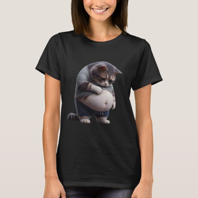 Funny Fat Cat Chubby Chonk Cat Feline Pet Lovers T Shirt (Framsida)