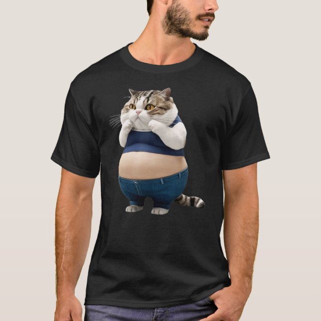 Funny Fat Cat Fat Kitten Cat Lover T Shirt (Framsida)