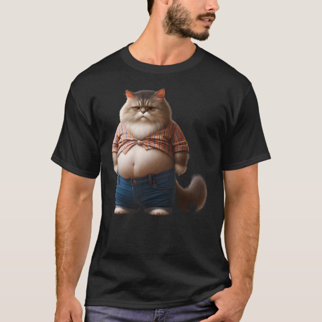 Funny Fat Cat Graphic Fat Kitten Design Chubby Cat T Shirt (Framsida)