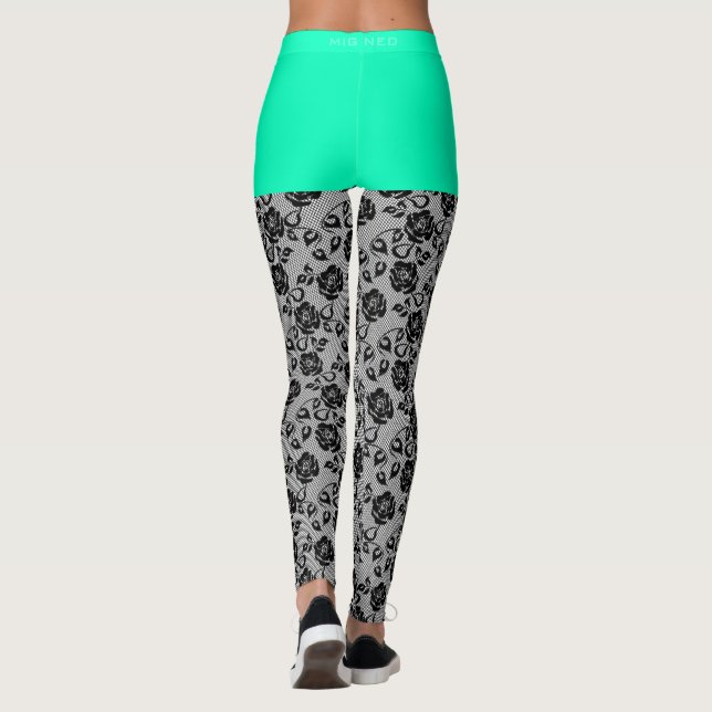 Funny Faux Black Snöre Fishnet Leggings Faux Kort (Baksida)