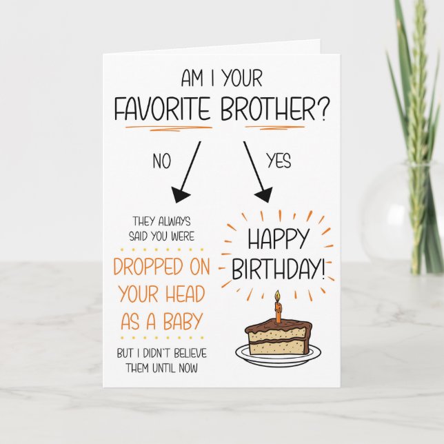 Funny Favorite Brother Birthday Card Helgkort (Framsida)