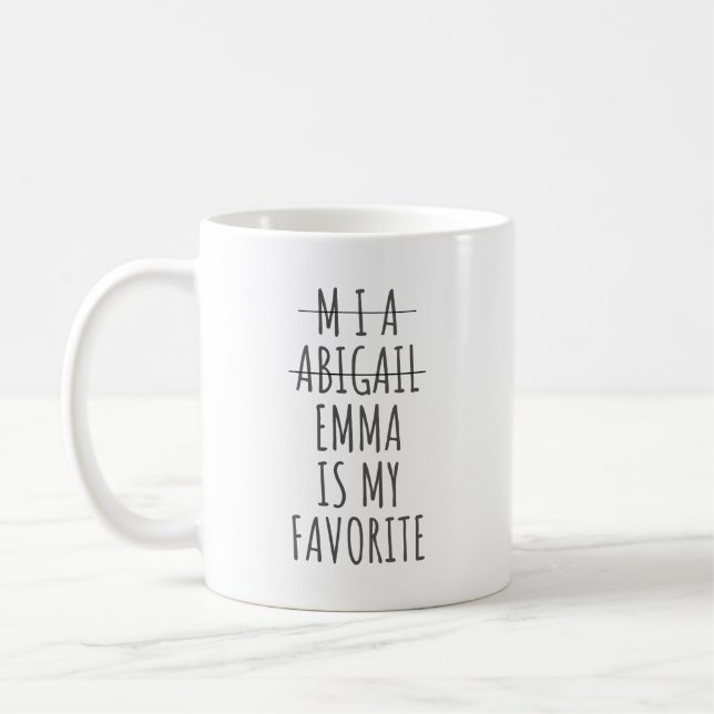 Funny Favorite Child Mugg, julgåva till Mamma. Kaffemugg (Vänster)