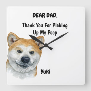 Funny Fawn Akita Inu Pappa Watercolor Hund Art Fyrkantig Klocka