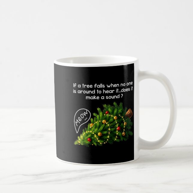 Funny Felines Pushing Christmas Tree Ugly Xmas Paj Kaffemugg (Höger)