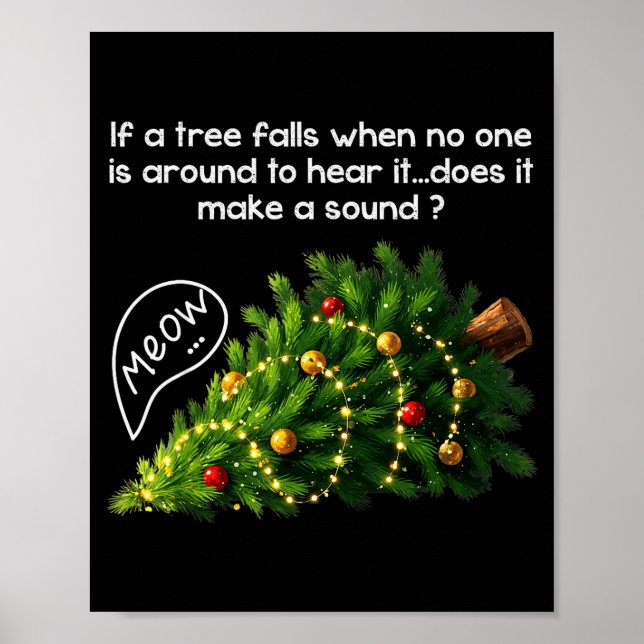 Funny Felines Pushing Christmas Tree Ugly Xmas Paj Poster (Framsidan)