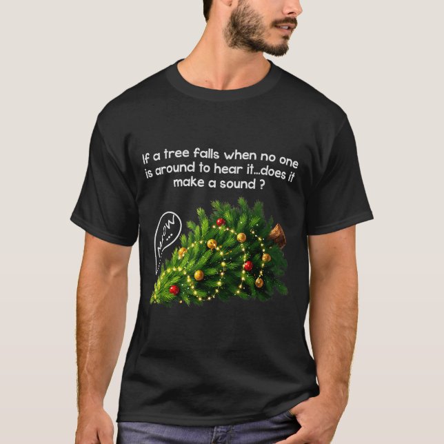 Funny Felines Pushing Christmas Tree Ugly Xmas Paj T Shirt (Framsida)