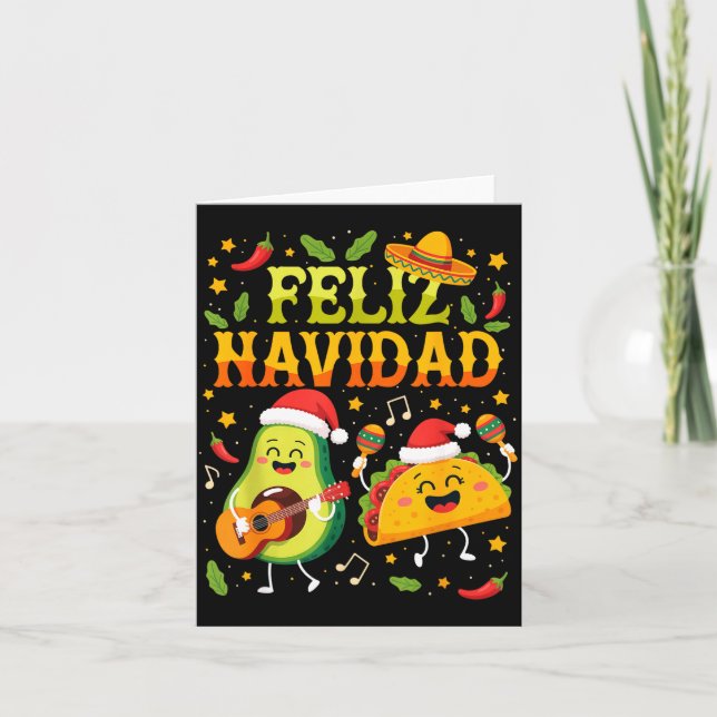 Funny Feliz Navidad Avocado Tacos Mexican Christma Kort (Framsida)
