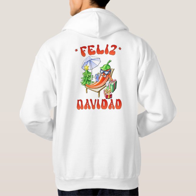 Funny Feliz Navidad Cute jul Chili Hoodie (Baksida)