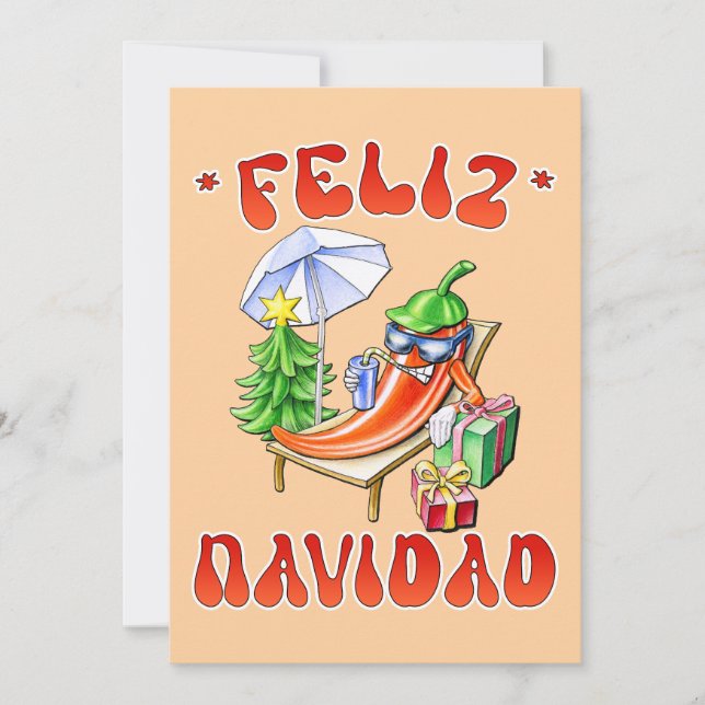 Funny Feliz Navidad Cute jul Chili Inbjudningar (Framsida)
