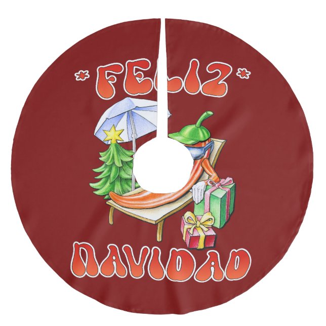 Funny Feliz Navidad Cute jul Chili Julgransmatta Borstad Polyester (Framsidan)