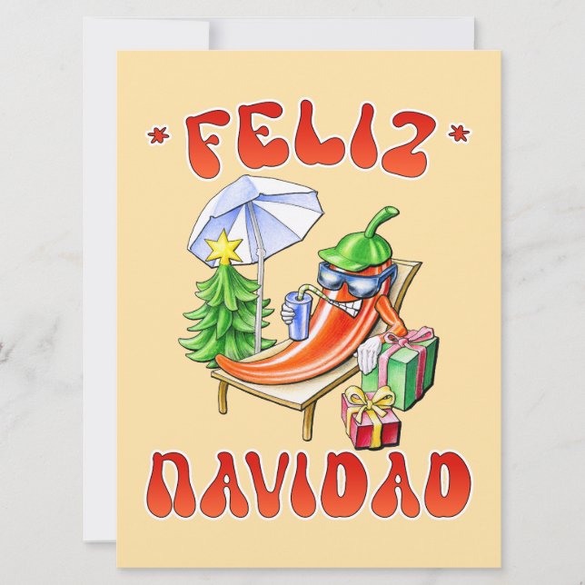 Funny Feliz Navidad Cute jul Chili Julkort (Framsida)