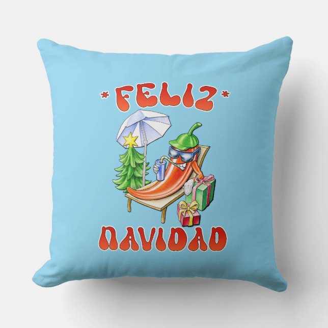 Funny Feliz Navidad Cute jul Chili Kudde (Framsida)
