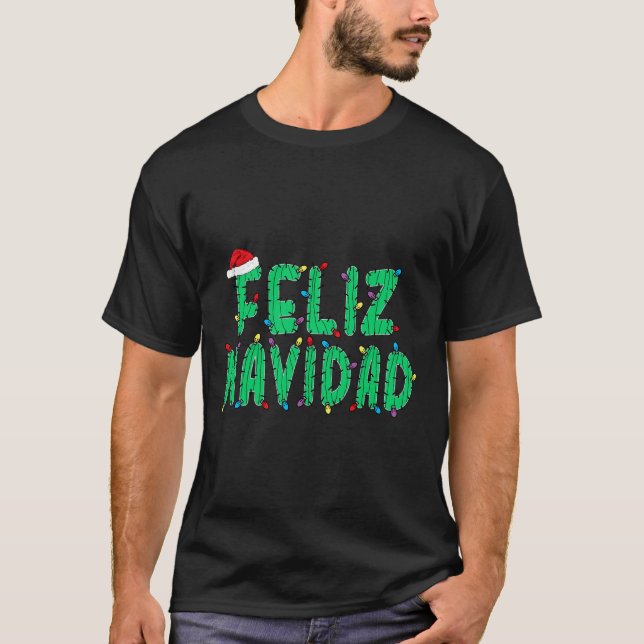 Funny Feliz Navidad Pajamas Santa Cactus Spain C T Shirt (Framsida)