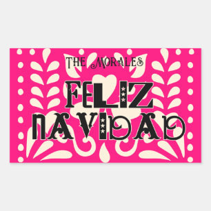 Funny feliz navidad rektangulärt klistermärke