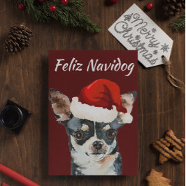 Funny Feliz Navidog Chihuahua Helg Vykort