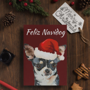 Funny Feliz Navidog Chihuahua Helg Vykort