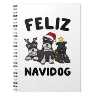 Funny Feliz Navidog Miniature Schnauzer hund älska Anteckningsbok