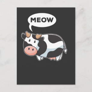 Funny Felong Animal Ljud Pun Cow and Cat Lover Vykort